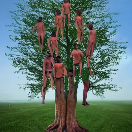 Image similar to a tree made out of humans