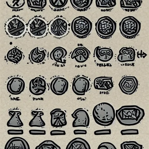 Image similar to Set of 9 2d game icons hand drawn skill and spell effects icons for fantasy rpg games