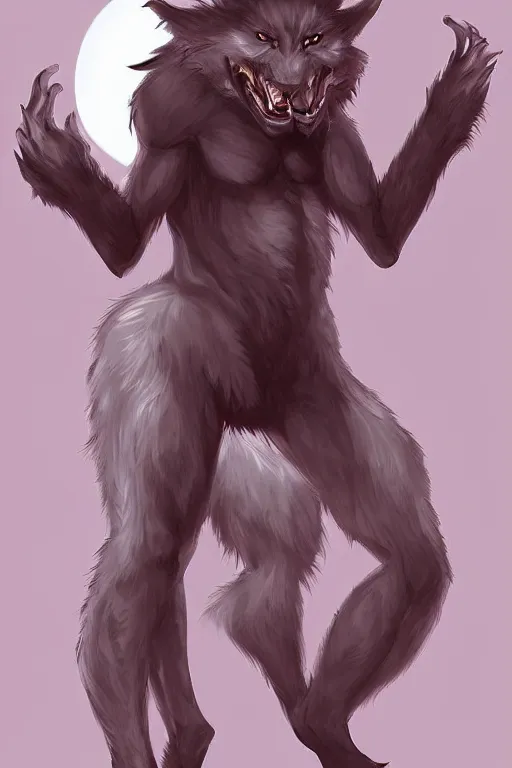 Image similar to a werewolf, fursona!!!!, by kawacy, trending on artstation, full body, furry art