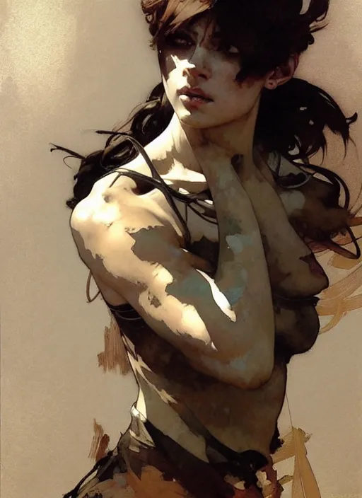 Image similar to beautiful neutral earth toned palette knife painting artwork by yoji shinkawa jeremy mann, dancer, charlie bowater and magali villeneuve and alphonse mucha, gaston bussiere, craig mullins, j. c. leyendecker, by artgerm