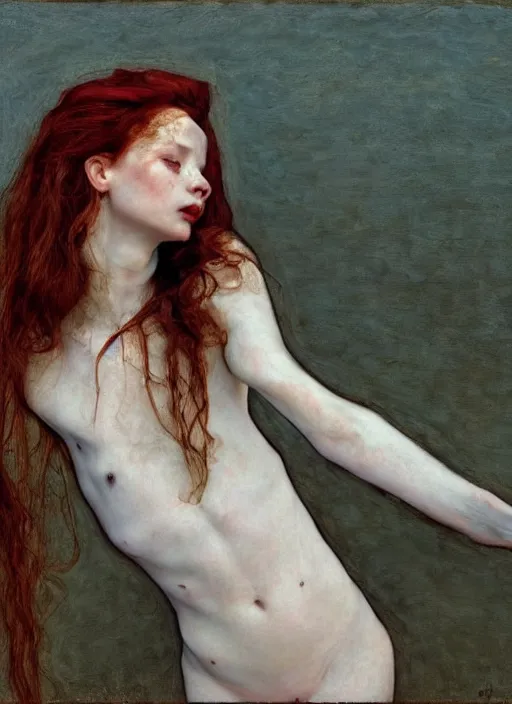 Prompt: danielle dax by jeremy lipking egon schiele gottfried helnwein