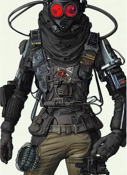 Image similar to apex legends cyberpunk spy in stealthsuit. concept art by james gurney and mœbius. gorgeous face.