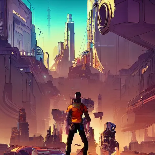 Image similar to science fiction city, borderlands 3 concept art, llustration, cyberpunk dark fantasy art, gta 5 cover, official fanart behance hd artstation by jesper ejsing, by rhads, makoto shinkai and lois van baarle, ilya kuvshinov, ossdraws