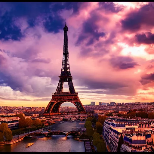 Prompt: epic paris, epic sky, cinematic light, photorealistic, 8 k