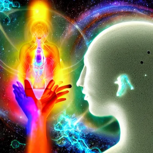 Prompt: human mind in touch with the astral world technology