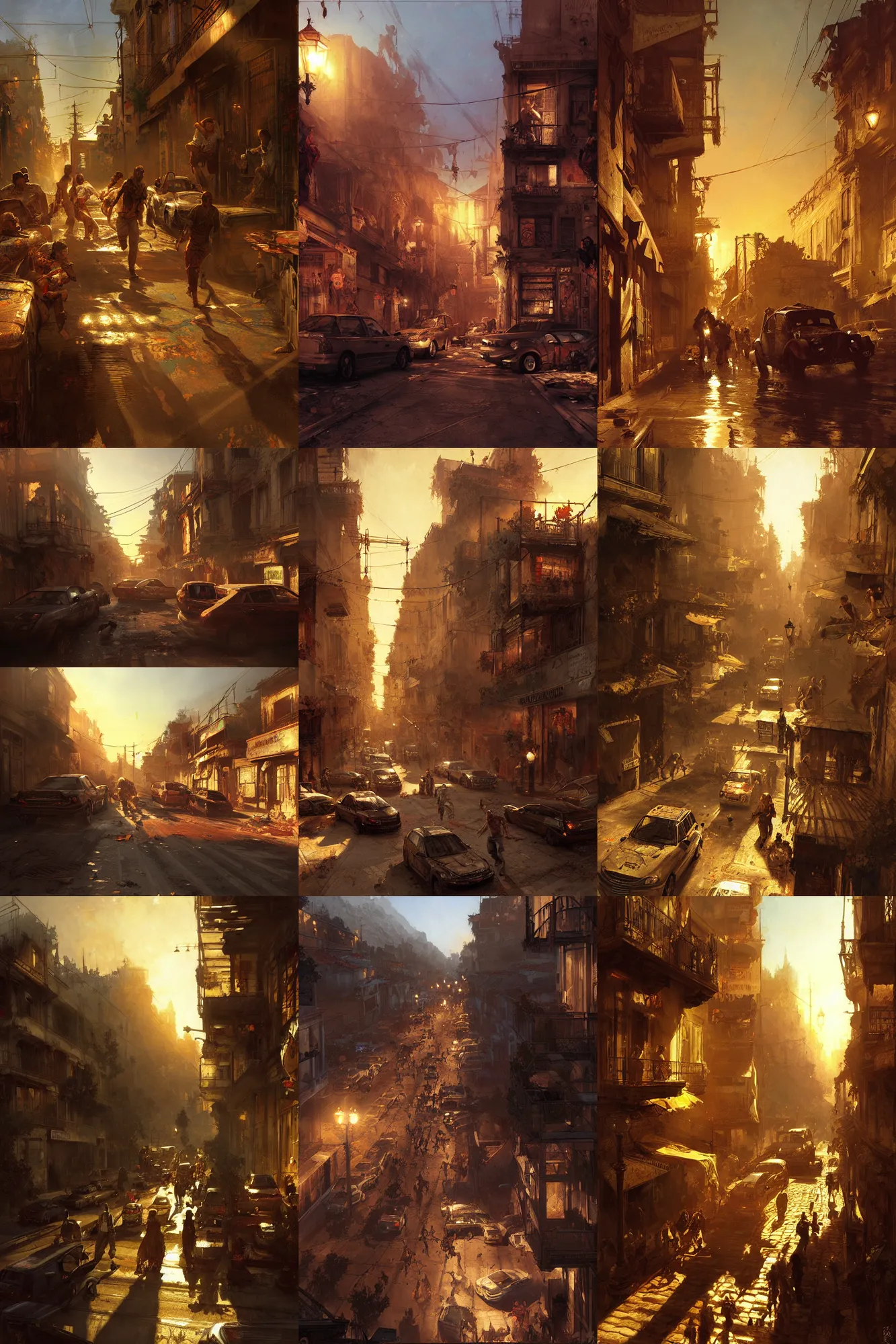 Prompt: a detailed painting of the streets in dying light 2, painting by gaston bussiere, craig mullins, j. c. leyendecker