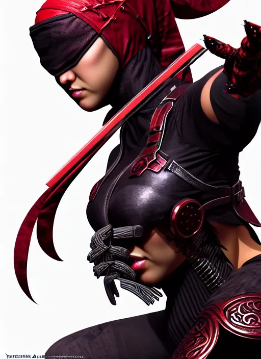 Image similar to studio portrait of ninja gaiden female, human structure, concept art, intricate detail, art and illustration by a. k. a limha lekan a. k. a maxx soul and irakli nadar and alexandre ferra, global illumination