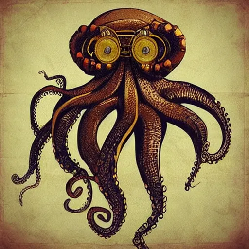 Image similar to “steampunk octopus”