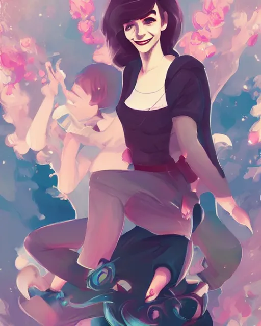 Image similar to beautiful full body Emma Watson smiling lois van baarle and loish and ross tran and rossdraws and sam yang and samdoesarts and artgerm