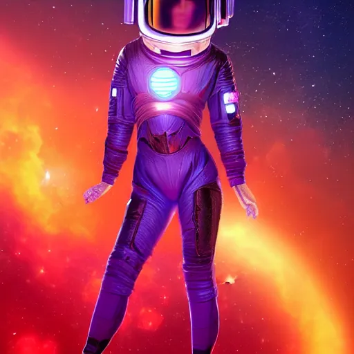 Prompt: a beautiful woman in a futuristic feminine spacesuit flying through space with galaxies in the back, epic lighting, digital art, vector art, artwork by beeple and lisa frank, fantasy, intricate, highly detailed, artstation, octane render