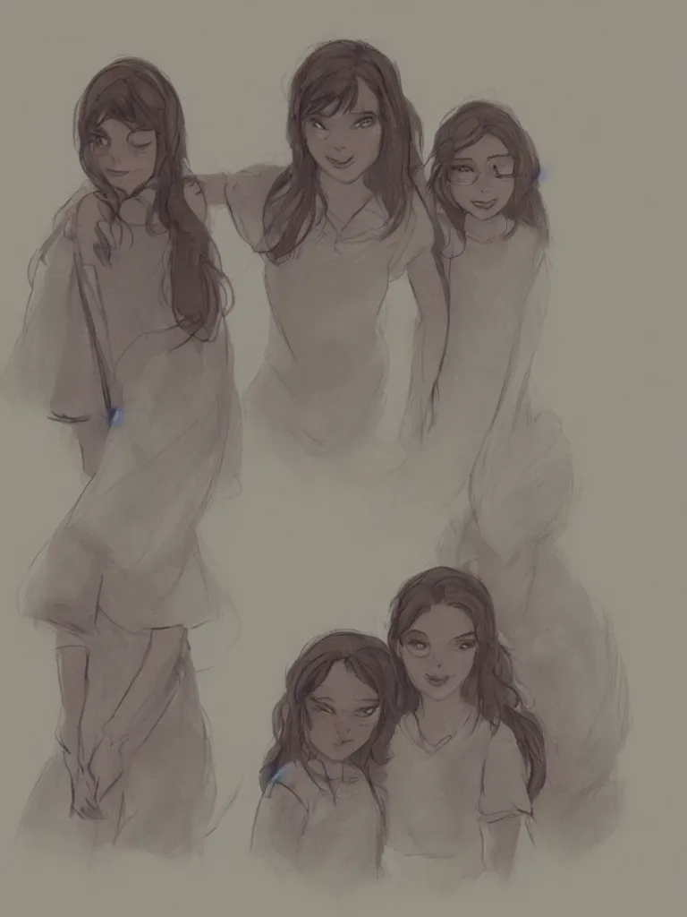 Prompt: sisters by disney concept artists, blunt borders, rule of thirds