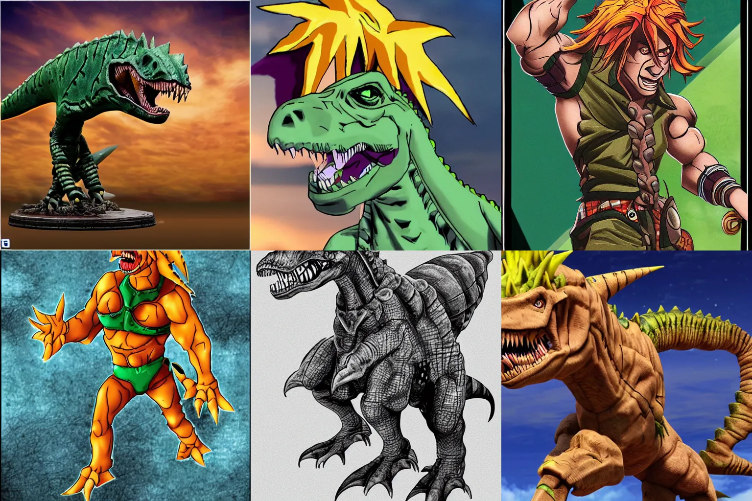 Prompt: diego brando dinosaur