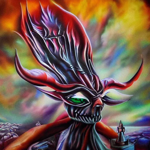 Image similar to please try you little devil, airbrush, 8 k, hyper detailed, photograph.