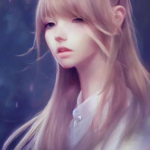 Image similar to cute girl Aeolian character art drawn in art style of WLOP full HD 4K highest quality realistic beautiful gorgeous natural WLOP artist painting