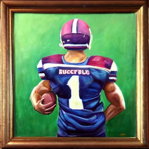 Prompt: “buff football player oil panting”
