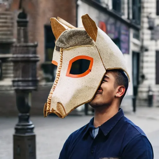 Image similar to man wearing horse head mask