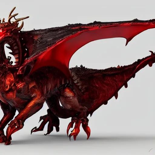 Image similar to a golden dragon with blood red horns breathing black fire, concept art by jason a. engle, featured on zbrush central, photorealism, zbrush, lovecraftian, hard surface modeling
