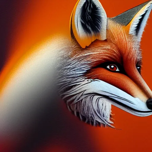 Image similar to an abstract icon depicting a fox, 3d