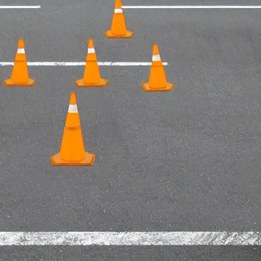 Image similar to a skeleton with traffic - cones instead of hands