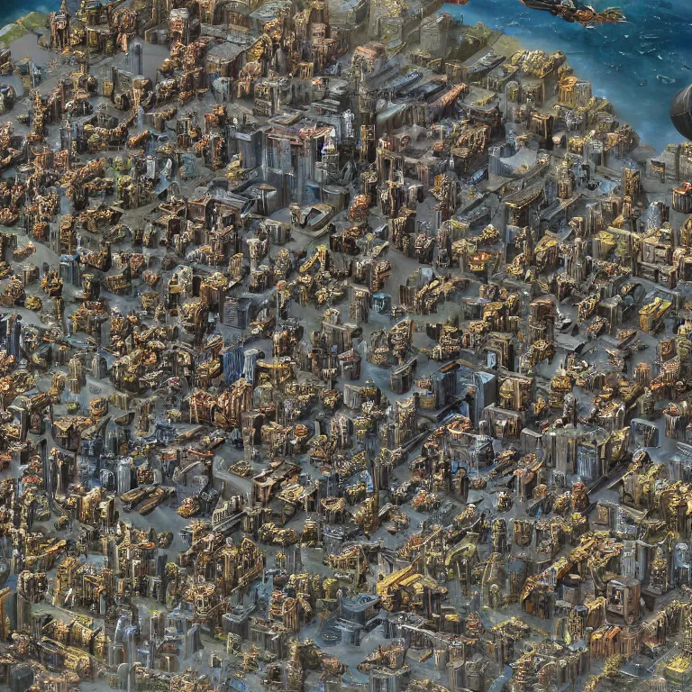 Image similar to Satellite image of Warhammer 40K city