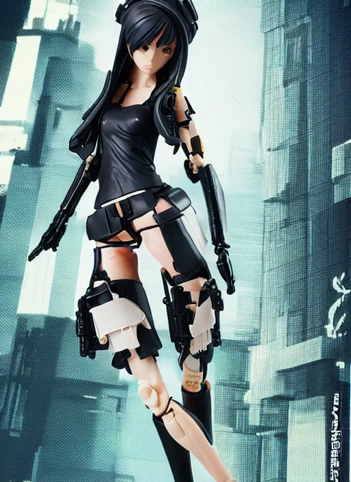 Image similar to Girl in cyberpunk style, portrait of the action figure of a girl, with bare legs，in the style of Kotobukiya ，anime figure