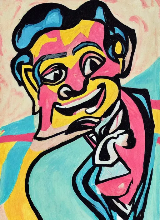 Image similar to ugly vomiting clown in the style of ernst ludwig kirchner