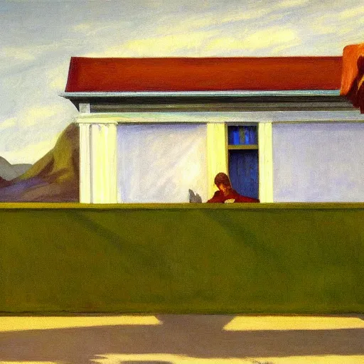 Prompt: the lord of the ring painted by edward hopper, 4 k, painting