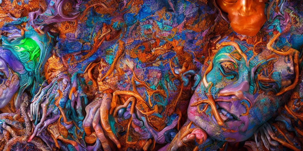 Prompt: dreamscape, mike franchina, vivid colors, anatomical, highly detailed sculpture, intricate detailed, ommatidia, 8 k, cinematic atmosphere, post - processing