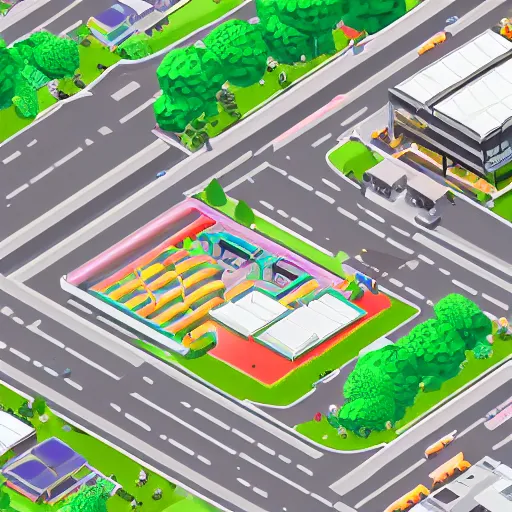 Image similar to front on isometric bismuth city streets, front on isometric video game