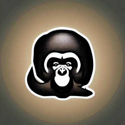 Image similar to a logo of an illustrated ape for a video game company, designed, vector, black background