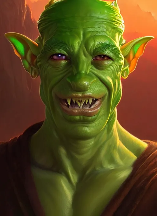 Prompt: portrait of tony bologna as a goblin, d & d, muscular! green, fantasy, intricate, elegant, highly detailed, digital painting, artstation, concept art, smooth, sharp focus, illustration, art by artgerm and greg rutkowski and alphonse mucha