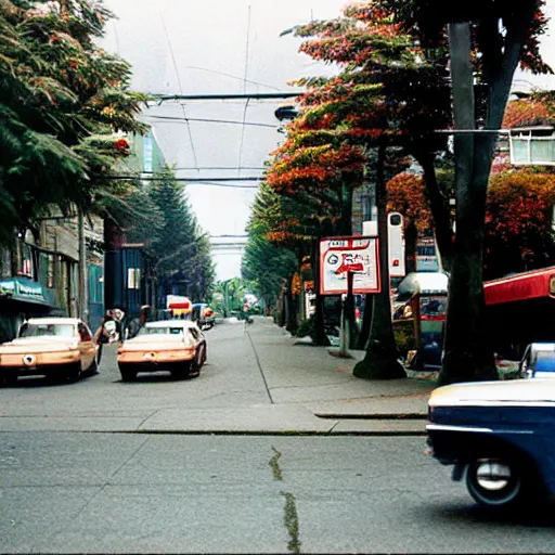 Prompt: a street in vancouver by fred herzog
