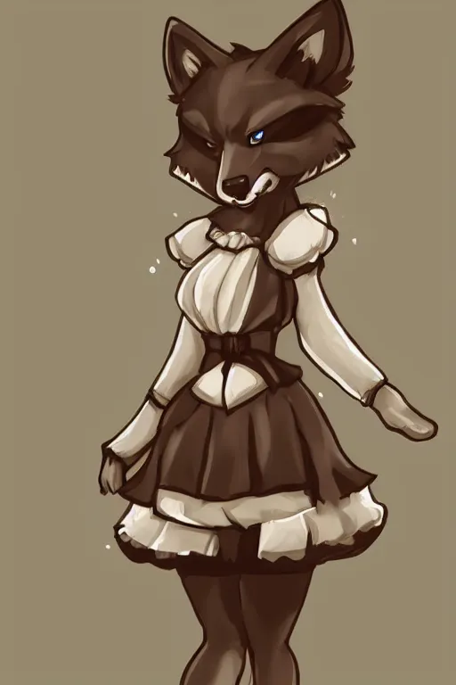 Image similar to anthropomorphic wolf fursona wearing a maid outfit, backlighting, furry art, trending on artstation, digital art, trending on furaffinity