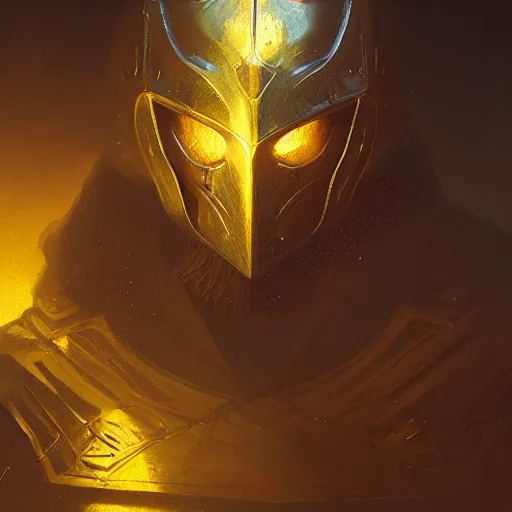 Image similar to A holy yellow knight by Greg Rutkowski, photorealistic, volumetric lighting, HD, subtle details, dramatic