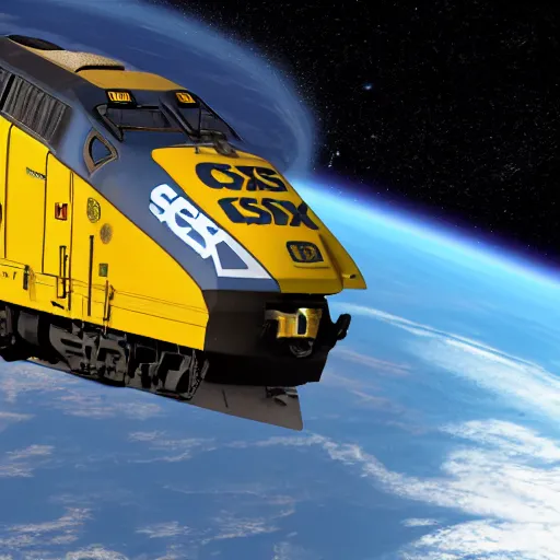 Prompt: csx locomotive in space