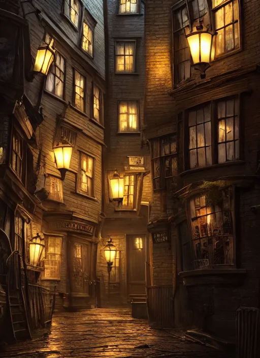 Image similar to diagonalley from the harry potter movie, dramatic lighting, cinematic, establishing shot, extremly high detail, foto realistic, pirates of the carribean, cinematic lighting, post processed, concept art, artstation, matte painting, style by eddie mendoza, raphael lacoste, alex ross