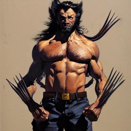 Image similar to greg manchess portrait painting of wolverine, medium shot, asymmetrical, profile picture, organic painting, sunny day, matte painting, bold shapes, hard edges, street art, trending on artstation, by huang guangjian and gil elvgren and sachin teng