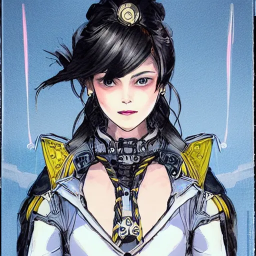 Image similar to beautiful portrait of a female minion wearing a fancy naval uniform, concept art by yoji shinkawa, felt tip pen, intricate detail, sharp focus, illustration