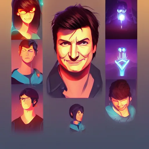 Image similar to nathan fillion radiating a glowing aura stuff loot legends stylized digital illustration video game icon artstation lois van baarle, ilya kuvshinov, rossdraws,