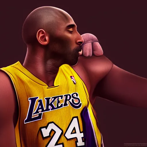 Prompt: kobe bryant kissing a giant turtle in heaven, hyper realistic, cinematic, side view, digital art, amazing detail, artstatiom, cgsociety, epic art