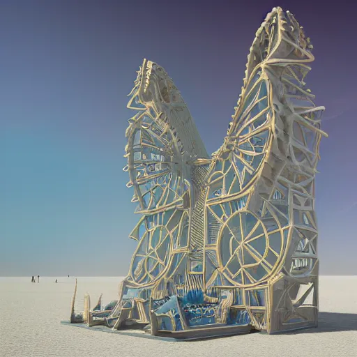 Prompt: highly detailed 3d render of burning man festival sculpture in the shape of cornflowers by Beeple