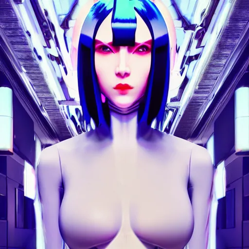 Image similar to ghost in the shell inspired avant-garde art, deco fashion, highly detailed, photorealistic portrait, bright studio setting, studio lighting, crisp quality and light reflections, unreal engine 5 quality render