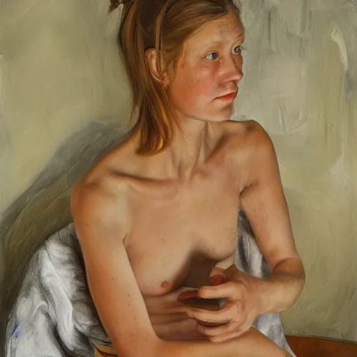 Prompt: high quality high detail painting by lucian freud, hd, devil girl, photorealistic lighting