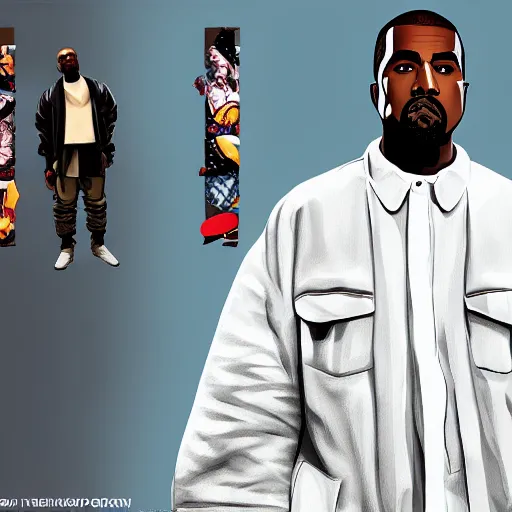 Image similar to kanye west as a gta loading screen, sharp, 4k, high details