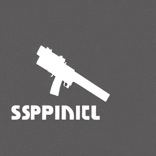 Prompt: slick minimalist line logo of a spirit holding a sniper rifle