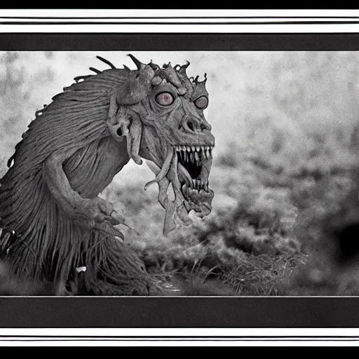 Image similar to photograph of a monster that has never been seen before. 8 k 5 0 mp canon 3 5 mm.