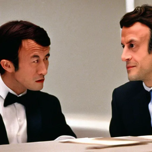 Image similar to Japanese Emmanuel Macron in American Psycho (1999)