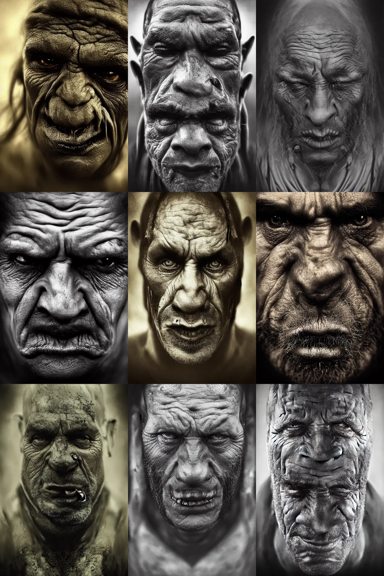 Prompt: an intricate portrait of an orc, by lee jeffries, trending on ArtStation