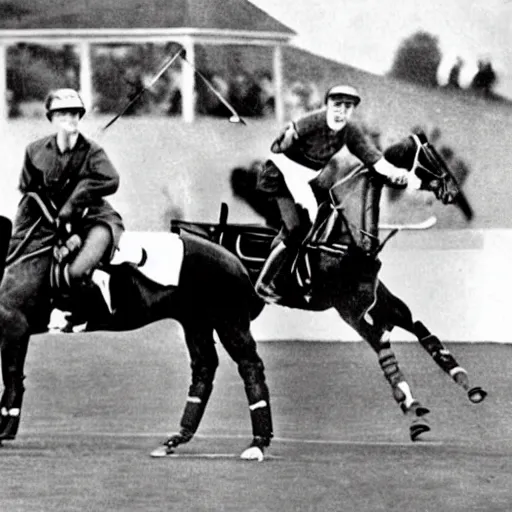 Image similar to hitler and stalin playing a polo game