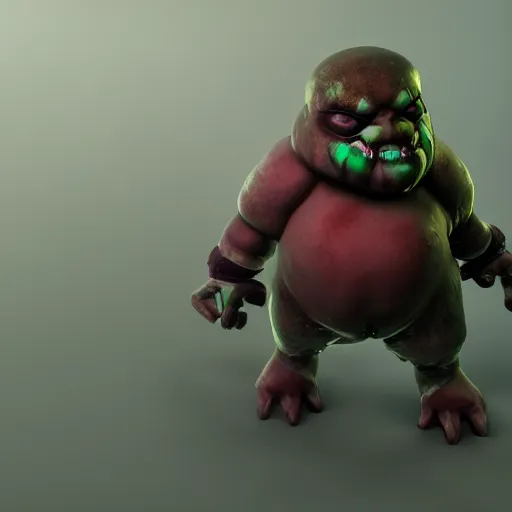 Image similar to pudge from dota 2, detailed, artstation, dark, creepypasta, octane render, 4 k, red eyes, scary, real life old photo, smooth